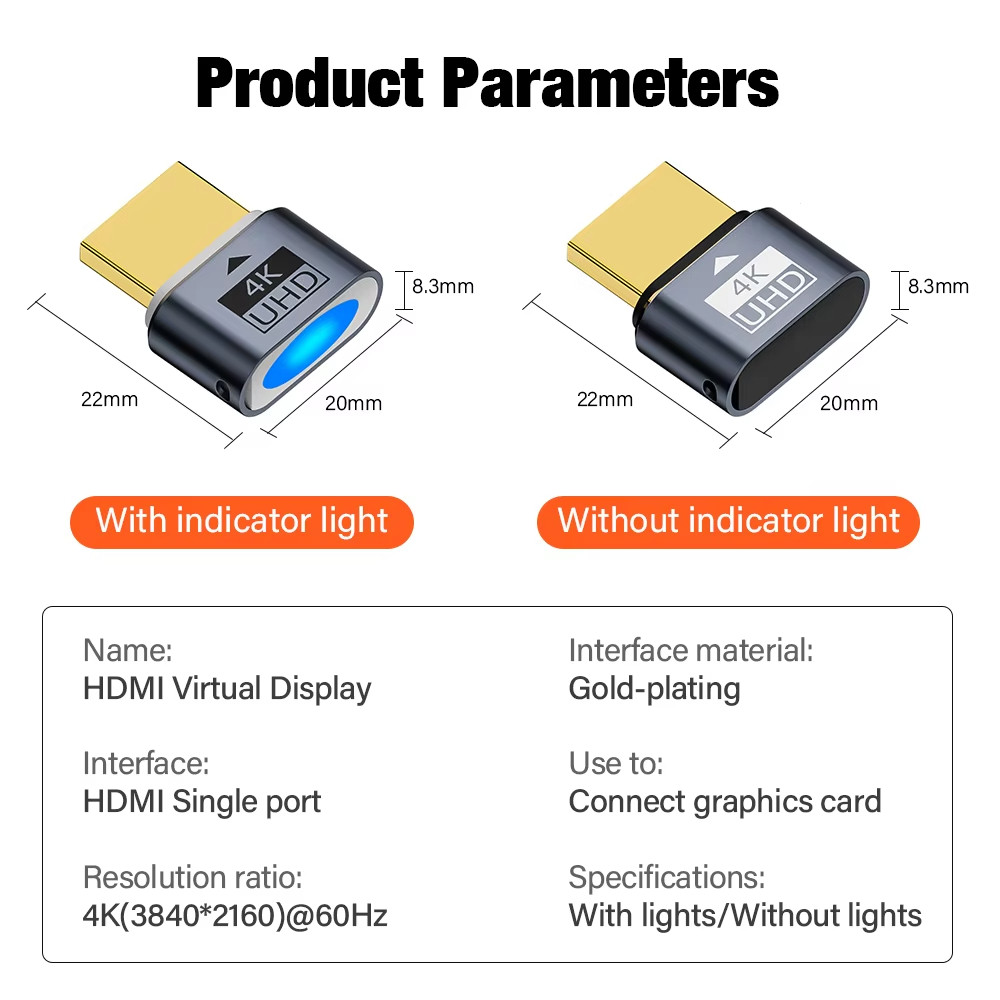 2025 Mới Tương Thích HDMI Cắm Giả 4k HDR Màn Hình Ảo EDID Giả Lập Bộ Chuyển Đổi Màn Hình Ma Không Đầu Hỗ Trợ Lên Đến 4k 60Hz