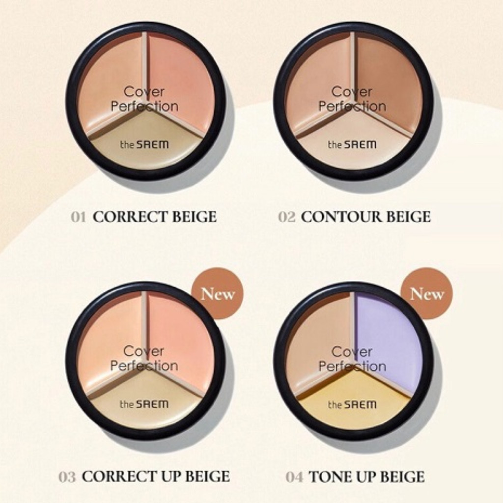 Bảng Che Khuyết Điểm THE SAEM Cover Perfection Triple Pot Triệt Sắc 3 Ô ...