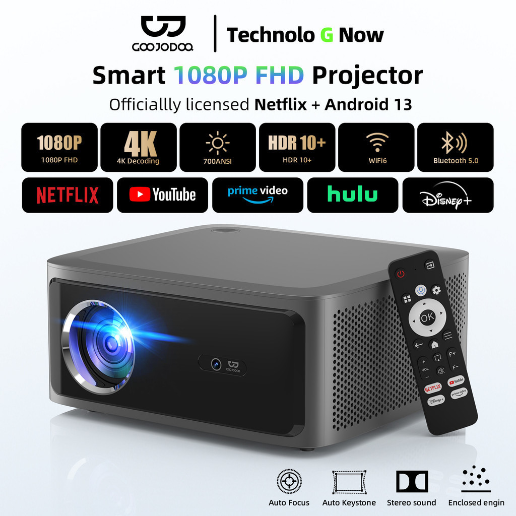 GOOJODOQ Máy chiếu chính hãng Netflix 1080P FHD 4K image 700 ANSI lấy ...