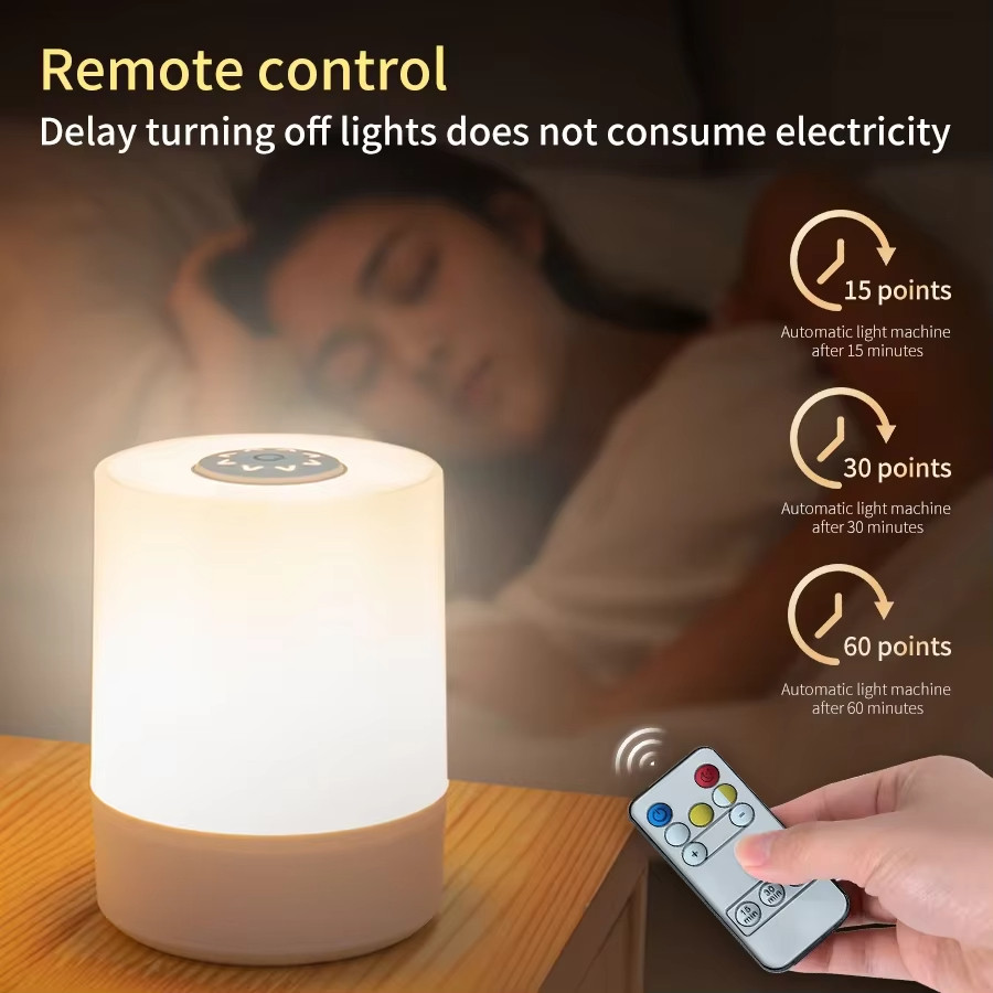 Đèn ngủ cảm ứng LED Đèn bàn sạc USB có công tắc điều khiển từ xa 3 màu có thể điều chỉnh độ sáng Đèn ngủ đầu giường Trang trí phòng ngủ