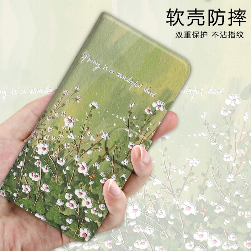 Ốp điện thoại nắp lật tranh sơn dầu Thích hợp cho Samsung Note 10 + 20 Ultra S24 FE S25 Edge Vỏ bảo vệ hoa chống sốc