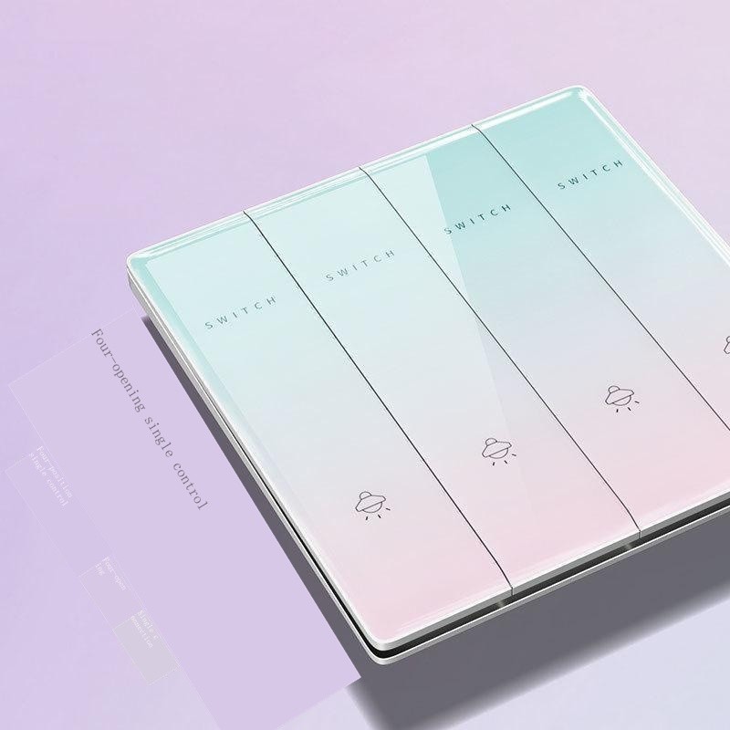 Ổ cắm công tắc siêu mỏng Kính cường lực loại 86 Bảng điều khiển năm lỗ che giấu một lần mở và đa kiểm soát