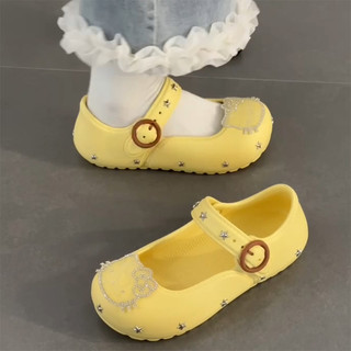 Thời Trang Hoạt Hình Dễ Thương Kim Cương Giả Hello Kitty Đế Dày Nhẹ Giày Nữ 2025 Mùa Hè Mới Mặc Ngoài Baotou Dép Giày Đơn