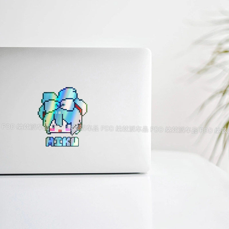 Nhãn Dán Xe Hơi Pixel Hatsune Miku Hành Laser Phản Quang Hoạt Hình Hai Chiều Xe Hơi Miếng Dán Điện Thân Trang Trí Miếng Dán