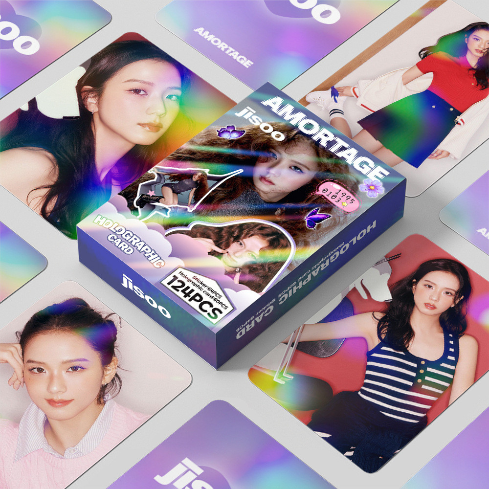 LINXX 124 Chiếc Blackpink JISOO Album AMORTAGE Lomo Cards HD Holographic Long Lanh Photocards Hàn Quốc Wave Fan Sưu Tập Kpop Thần Tượng Merch Thẻ Giao Dịch