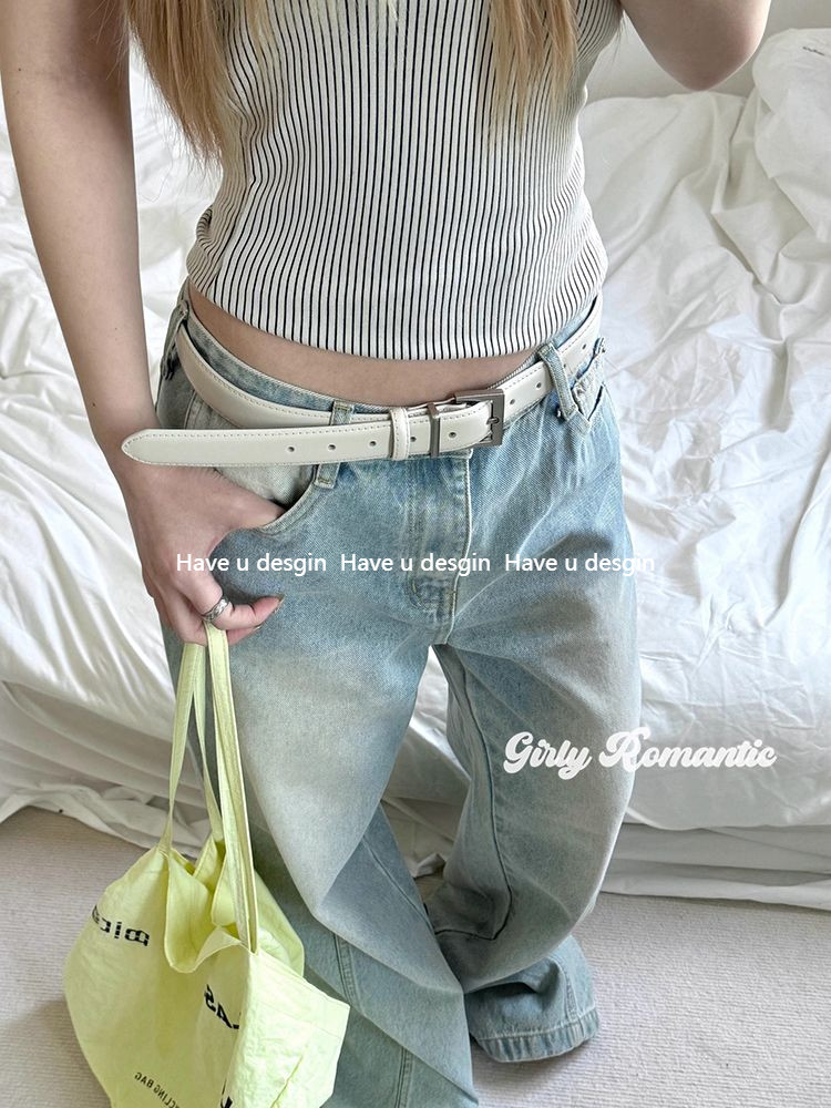 Have u desgin Oxygen Feel Thắt lưng trang trí màu trắng phong cách phụ kiện cao cấp phù hợp