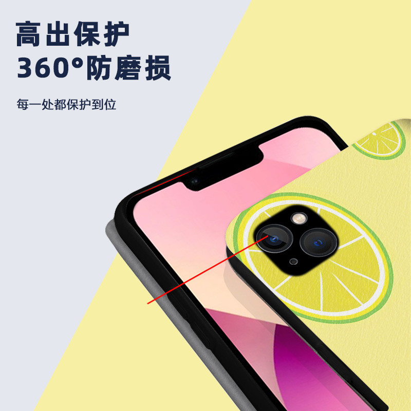 Ốp Da Trái Cây Thích Hợp Cho Apple iPhone 15 Plus 14 16 Pro Max 16E Vỏ Điện Thoại Tươi Chanh