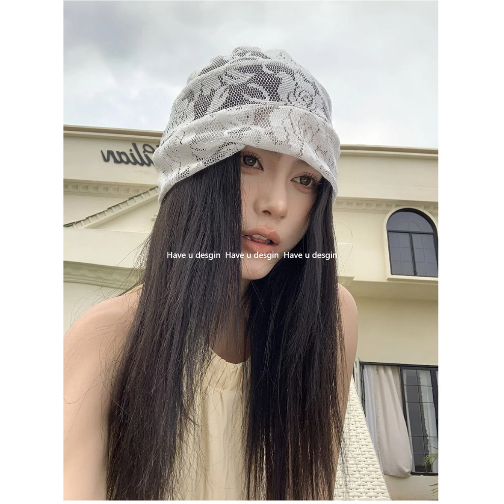 Have u desgin Mùa Xuân Retro Ren Hoa Trắng Mũ Đầu Mùa Hè Rỗng Thoáng Khí Văn Học Nắp Cọc Thể Hiện Mặt Nhỏ Lạnh Mũ