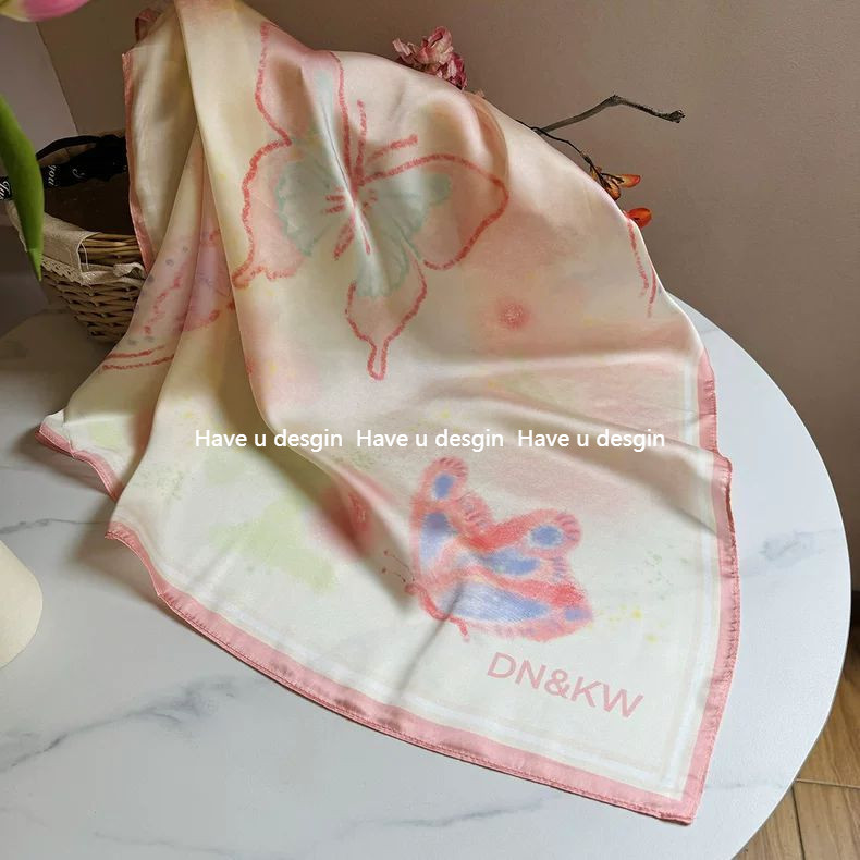 Have u desgin Phiên Bản Hàn Quốc Cảm Thấy Bầu Không Khí 70cm Khăn Vuông Khăn Trùm Đầu Nữ Hot Girl Ống Top Khăn Lụa Đi Biển Kỳ Nghỉ Che Nắng Đầu Chống Nắng