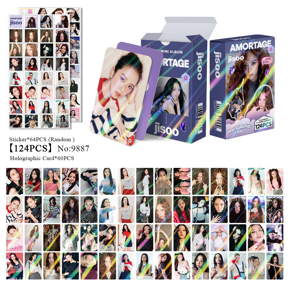 LINXX 124 Chiếc Blackpink JISOO Album AMORTAGE Lomo Cards HD Holographic Long Lanh Photocards Hàn Quốc Wave Fan Sưu Tập Kpop Thần Tượng Merch Thẻ Giao Dịch