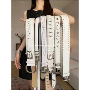 Have u desgin Đinh Tán Cao Cấp Màu Trắng Đơn Giản Preppy Phong Cách Thắt Lưng Nữ Phù Hợp Với Thời Trang Độc Đáo Trận Đấu Quần Jean Thắt Lưng Trang Trí