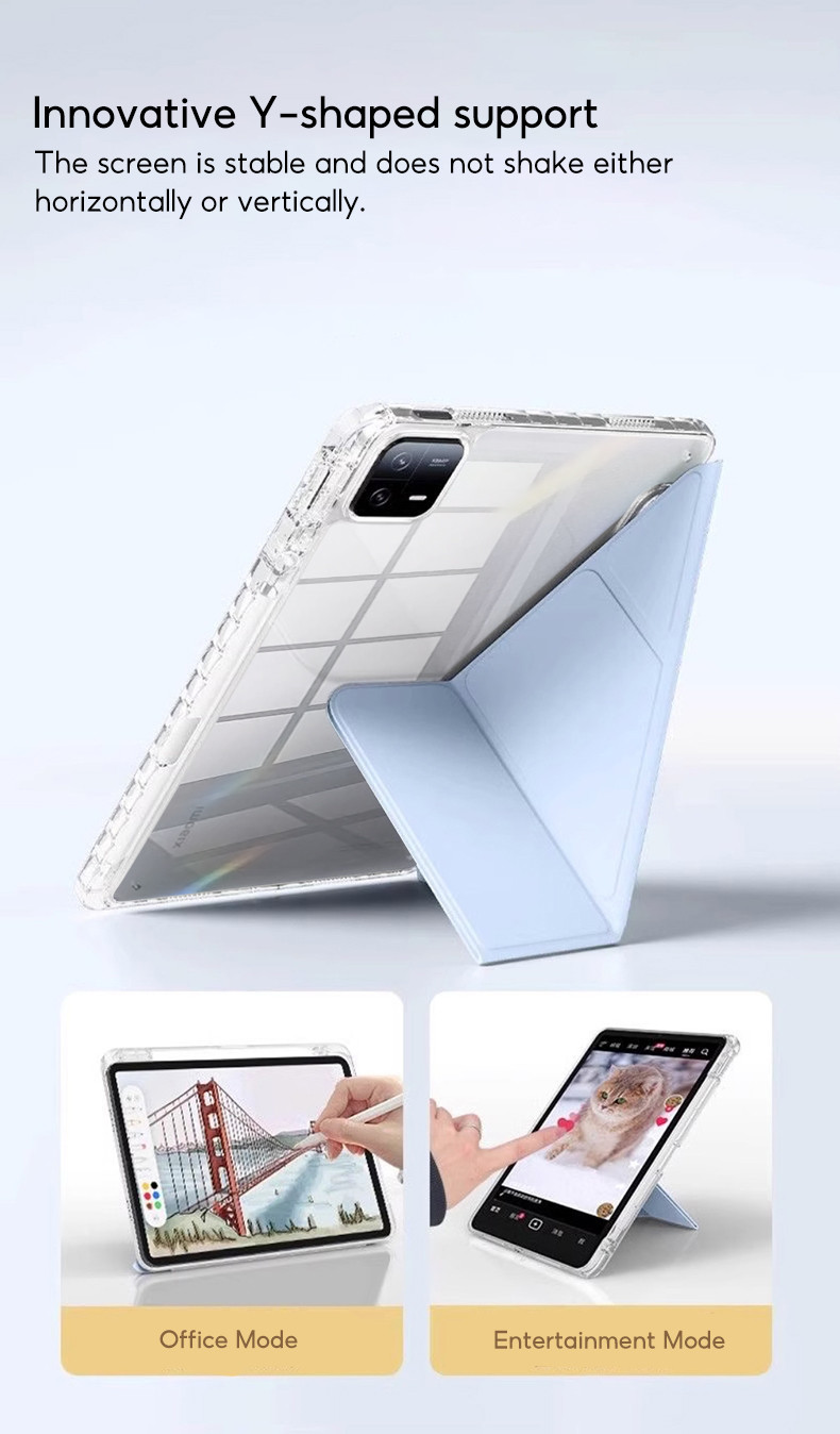 Ốp lưng TBTIC cho Xiaomi Pad 8/7 Pro, vỏ cứng acrylic có khe để bút, phiên bản 2024, 11.2 inch, tự động bật màn hình, trong suốt – ảnh mô tả chi tiết 7