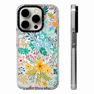 CASETIFY Vỏ sạc từ tính không dây hoa mùa xuân lấp lánh tương thích cho IPhone11 12 13 14 15 16 Pro Max Cover 15 16 PLUS Silicone mềm trong suốt Vỏ chống sốc