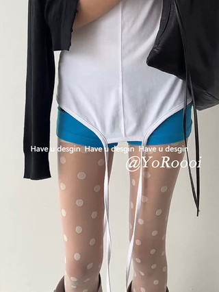 Have u desgin Phong Cách Hàn Quốc ins Blogger Cùng Phong Cách Xuân Hè Big Chấm Bi Trắng Thoáng Khí Dài Quần Legging Quần