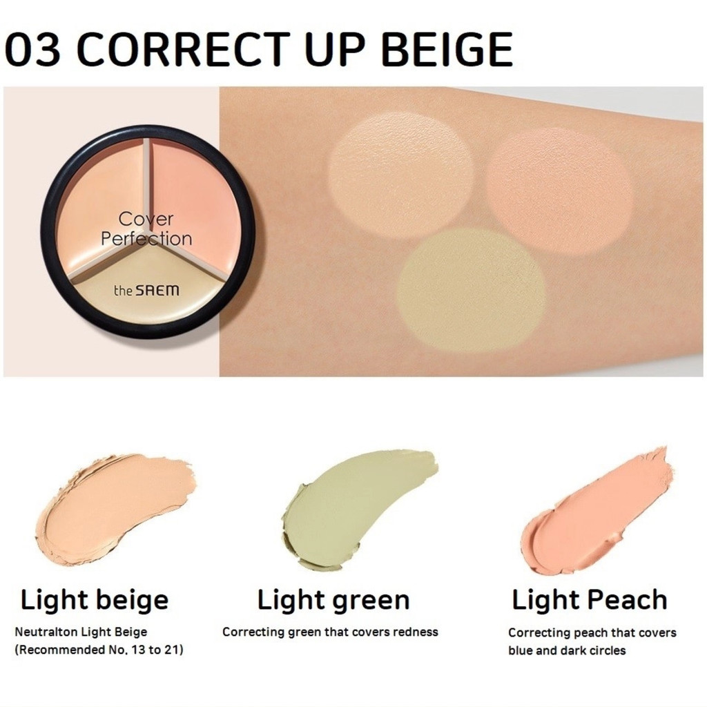 Bảng Che Khuyết Điểm THE SAEM Cover Perfection Triple Pot Triệt Sắc 3 Ô ...