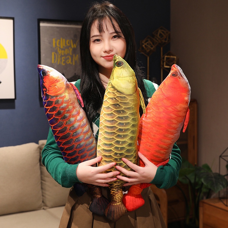 3d Cotton Đầy Vàng Cá Rồng Gối Cá Chép Loach Catfish Thú Nhồi Bông Cho Thanh Niên