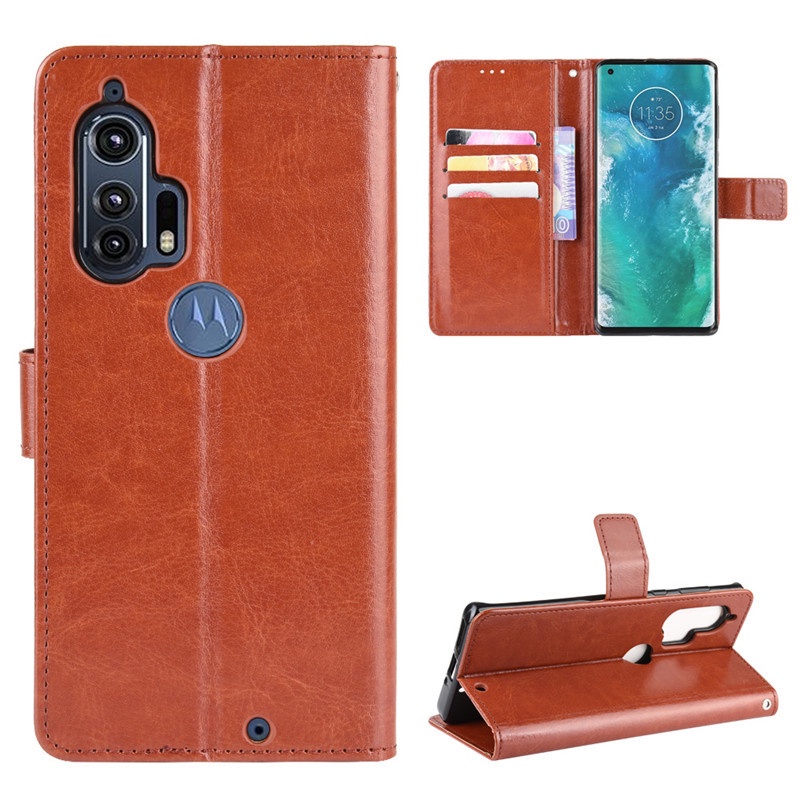 Bao Da pu Điện Thoại Nắp Lật Kèm Ngăn Đựng Thẻ Cho motorola moto edge plus 2020 edge + Giá Đỡ