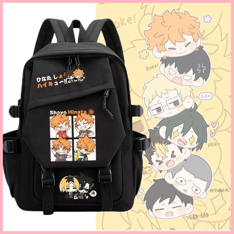 Schoolbag Haikyuu Shoyo Hinata Kenma Kozume Kei Tsukishima Oikawa Tooru Bóng chuyền Thiếu niên Anime Ngoại vi Schoolbag Cô đơn Móng vuốt mài Hyuga Xiangyang Nam Nữ Học sinh tiểu học Ba lô Nhật Bản