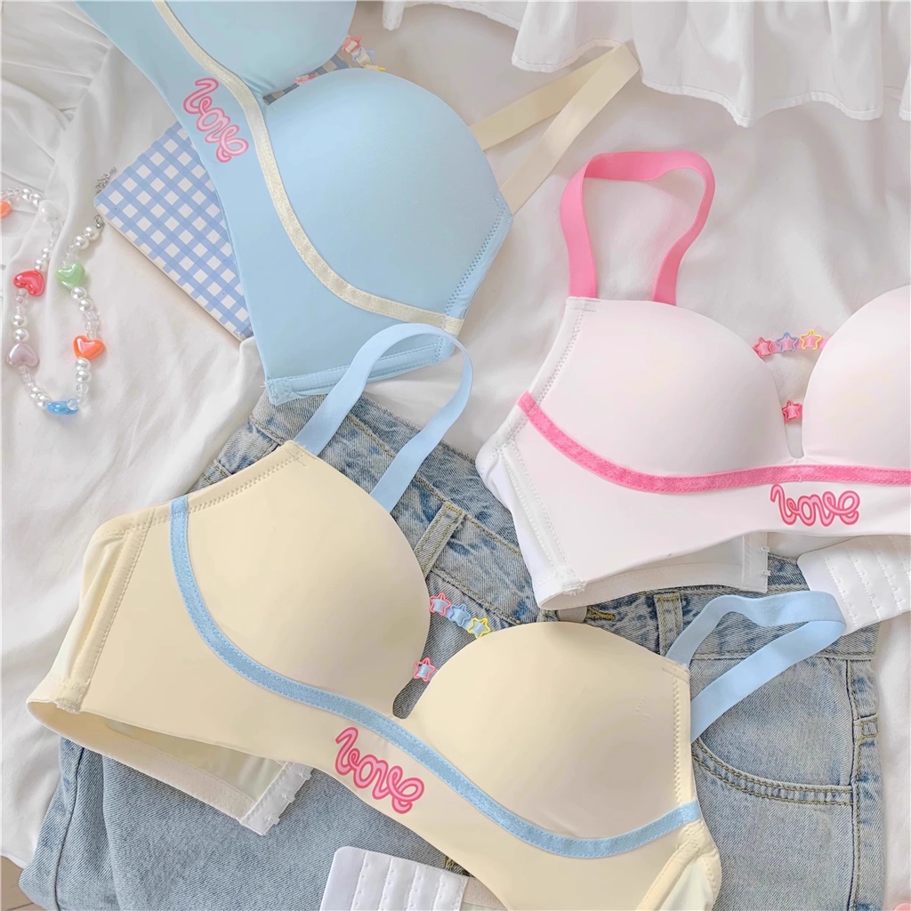 Bộ Áo Ngực + Quần Lót Không Đường May Màu Sắc Tương Phản 3 / 4 cup