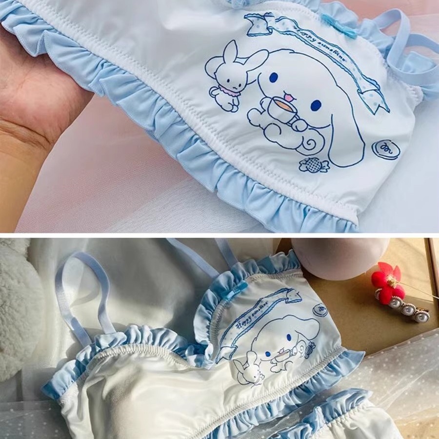 Áo Ngực Không Gọng 3 / 4 3 Màu Có Đệm Nâng Ngực In Hoạt Hình Dễ Thương Cho Bạn Gái