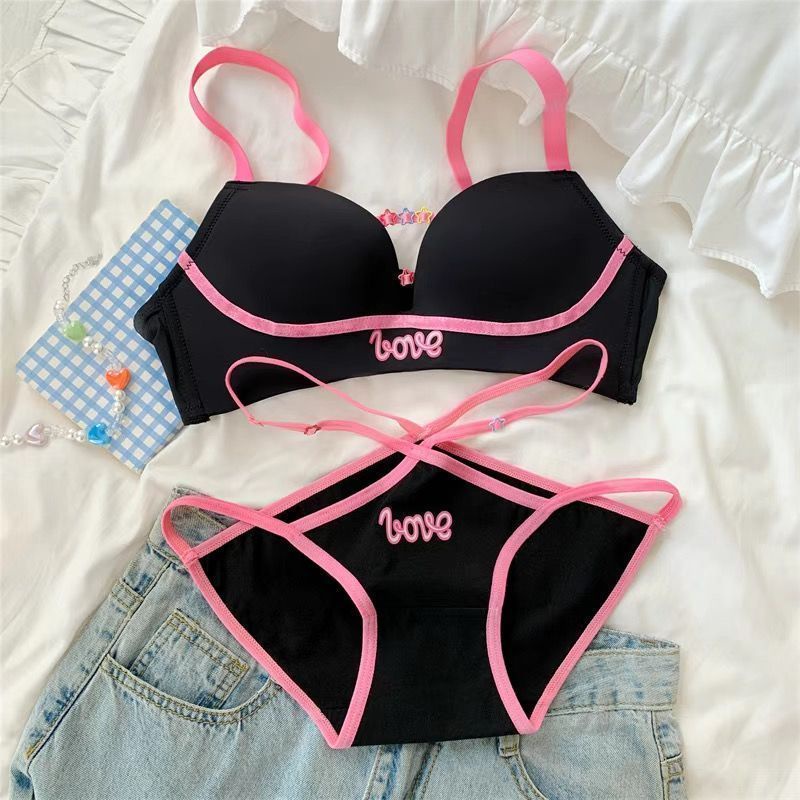 Bộ Áo Ngực + Quần Lót Không Đường May Màu Sắc Tương Phản 3 / 4 cup
