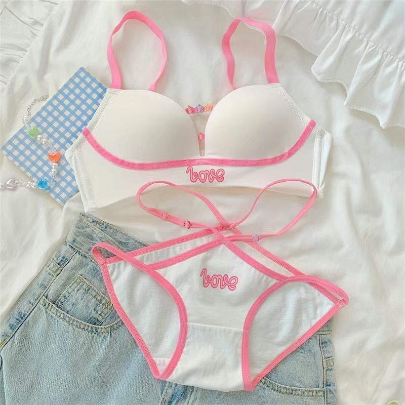 Bộ Áo Ngực + Quần Lót Không Đường May Màu Sắc Tương Phản 3 / 4 cup
