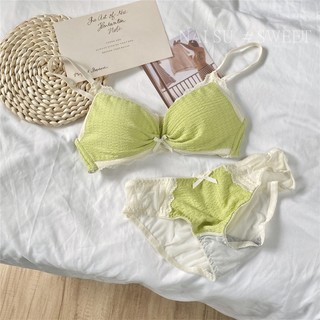 Set Áo Ngực + Quần Lót Ren Không Gọng Không Đường May Quyến Rũ Cho Nữ