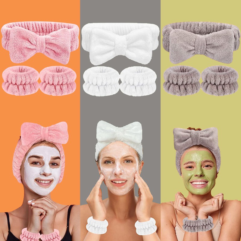 Mô tả Bộ 3 băng đô nhung san hô AIJOLEN chống nước khi rửa mặt / trang điểm - 1