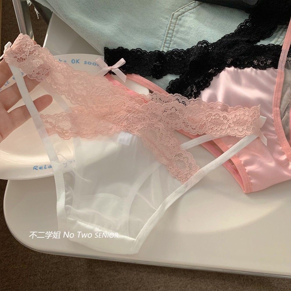 Quần Lót Nữ Satin Cao Cấp Gợi Cảm Phong Cách Mới 2024 Ren Nguyên Chất Cotton Đáy Quần Short Mỏng Mùa Hè