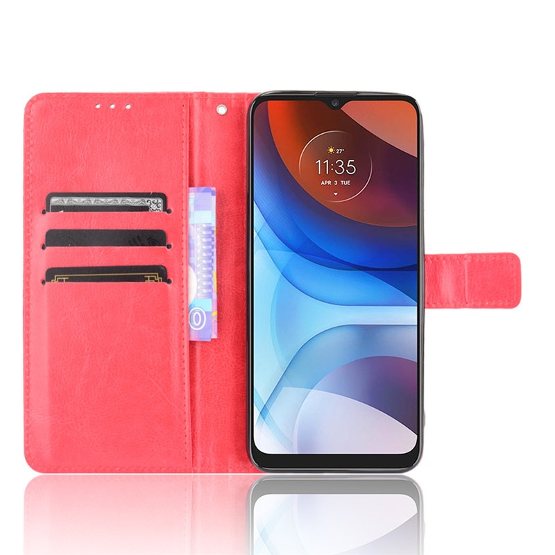 Bao Da pu Điện Thoại Nắp Lật Kèm Ngăn Đựng Thẻ Cho motorola moto e7i power / e7 power Giá Đỡ