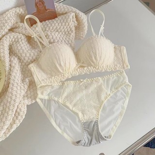 Áo Lót Nâng Ngực 3 / 4 cup 5 Màu Mềm Mại Thêu Họa Tiết Nơ Xinh Xắn Thoải Mái Cho Nữ