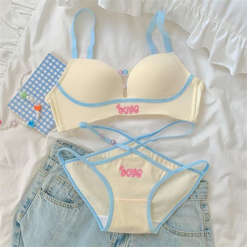 Bộ Áo Ngực + Quần Lót Không Đường May Màu Sắc Tương Phản 3 / 4 cup