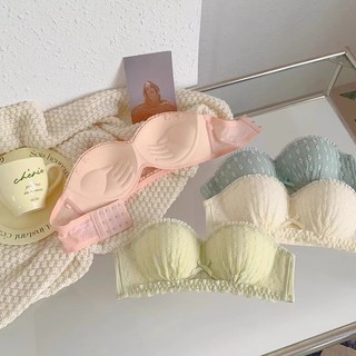 Áo Lót Nâng Ngực 3 / 4 cup 5 Màu Mềm Mại Thêu Họa Tiết Nơ Xinh Xắn Thoải Mái Cho Nữ