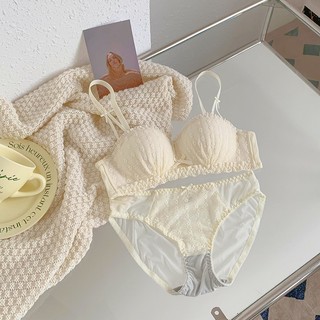 1 Bộ Áo Ngực Ren Hoa + Quần Lót Mút Dày Nâng Ngực Thời Trang Quyến Rũ Cho Nữ