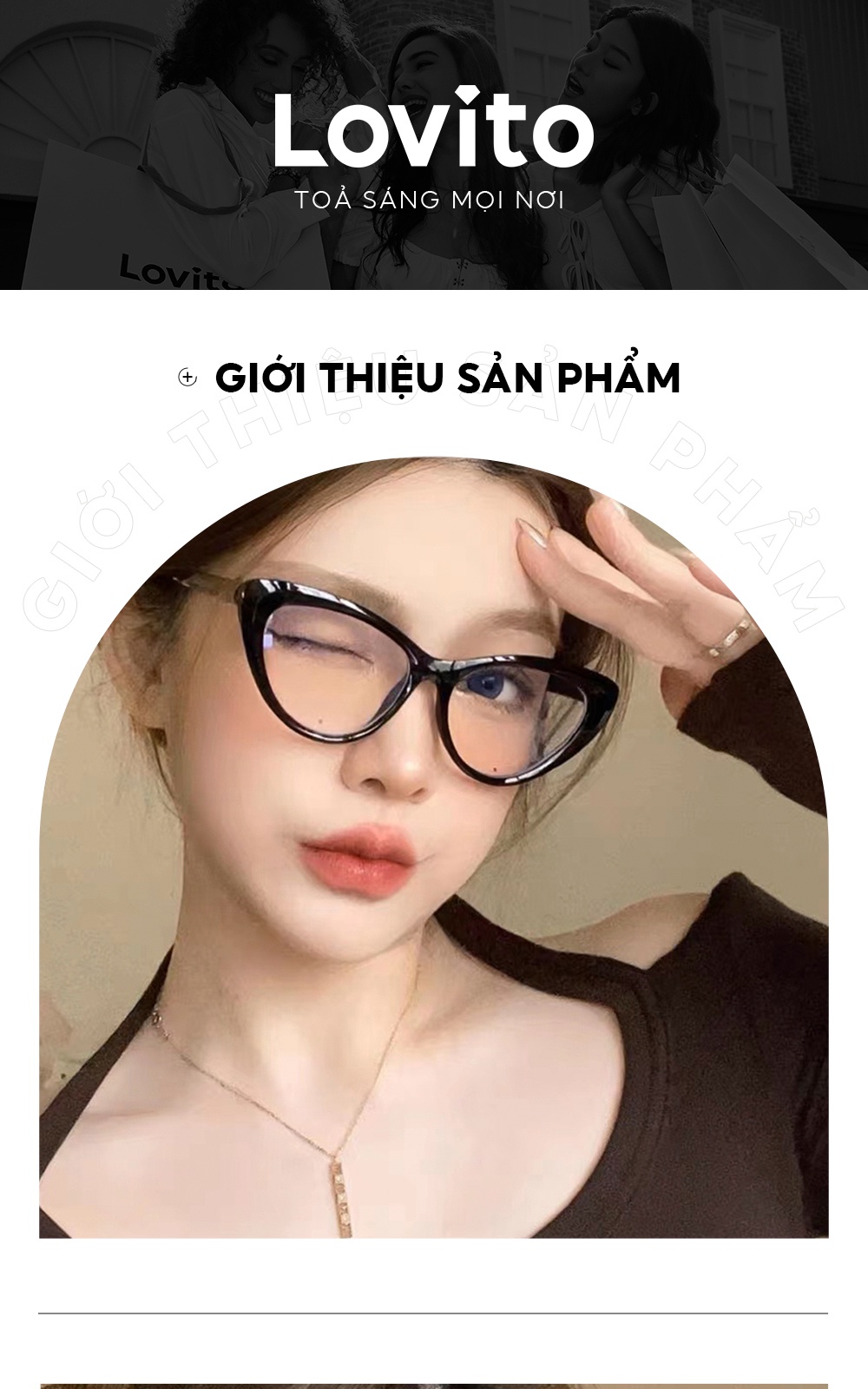 Kính mát Lovito mắt mèo chặn ánh sáng xanh với bản lề lò xo thời trang ...