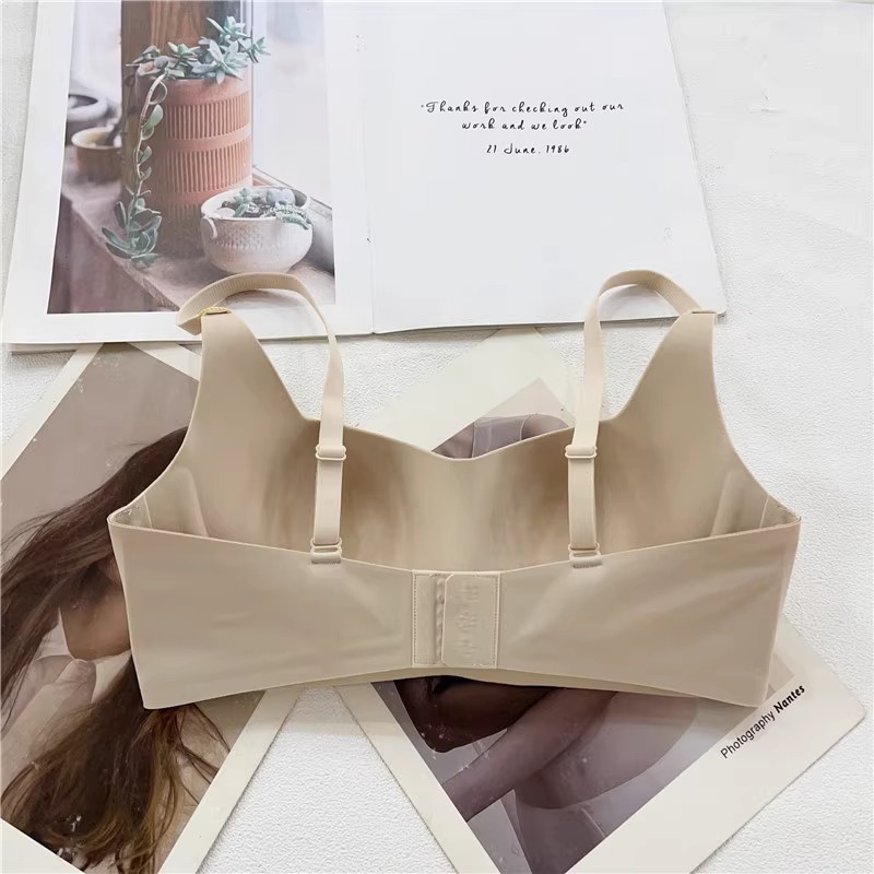 Áo Lót Nâng Ngực Màu Trơn Không Gọng Không Đường May Chống Chảy Xệ Size s-xl Đơn Giản Thoải Mái Cho Nữ