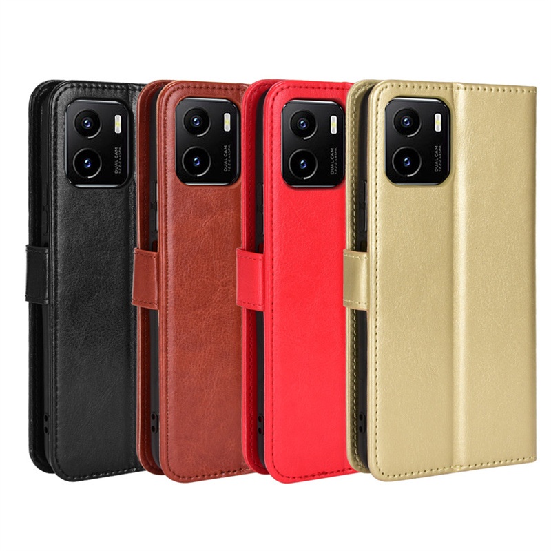 Dành Cho Vivo Y15S Y15A 2021 Y01 Y33E Ốp Lưng Lật Sang Trọng Ví Da PU Vỏ Điện Thoại Có Giá Đỡ Thẻ