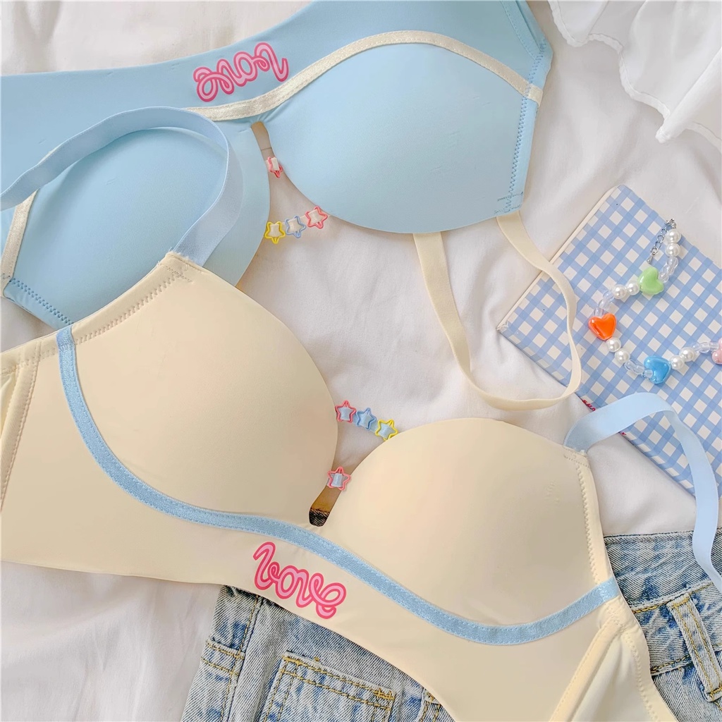 Bộ Áo Ngực + Quần Lót Không Đường May Màu Sắc Tương Phản 3 / 4 cup