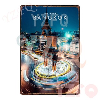 YZFQ Bangkok Thành Phố Pattaya Biển Hiệu Kim Loại Vintage Poster Nhà Cửa Hàng Lắp Du Lịch Tùy Chỉnh Mảng 8 X 12 Inch