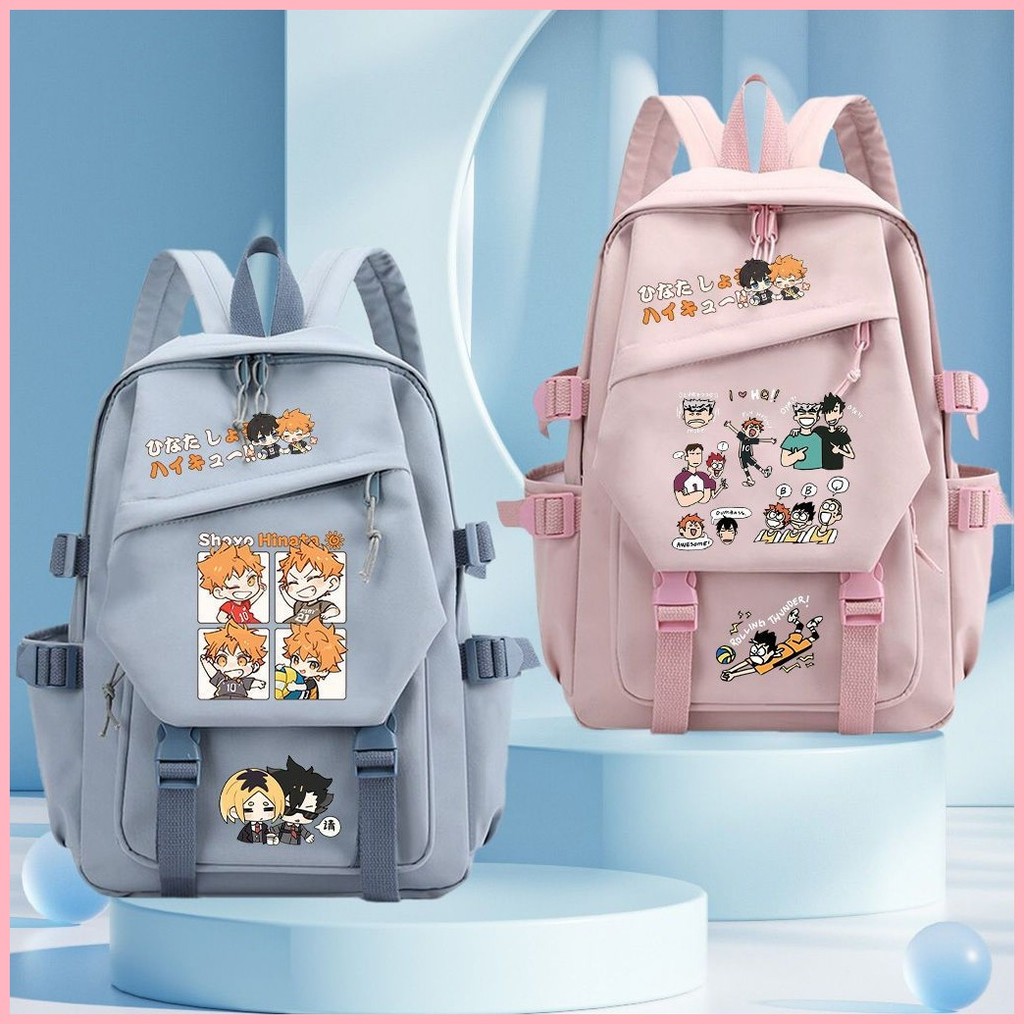 Schoolbag Haikyuu Shoyo Hinata Kenma Kozume Kei Tsukishima Oikawa Tooru Bóng chuyền Thiếu niên Anime Ngoại vi Schoolbag Cô đơn Móng vuốt mài Hyuga Xiangyang Nam Nữ Học sinh tiểu học Ba lô Nhật Bản
