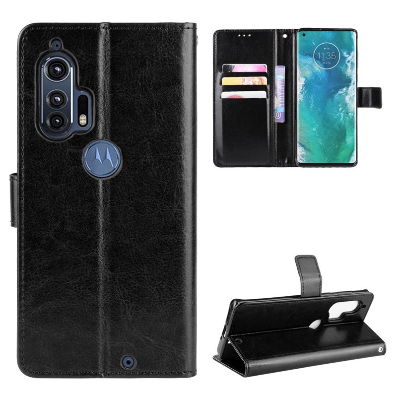 Bao Da pu Điện Thoại Nắp Lật Kèm Ngăn Đựng Thẻ Cho motorola moto edge plus 2020 edge + Giá Đỡ