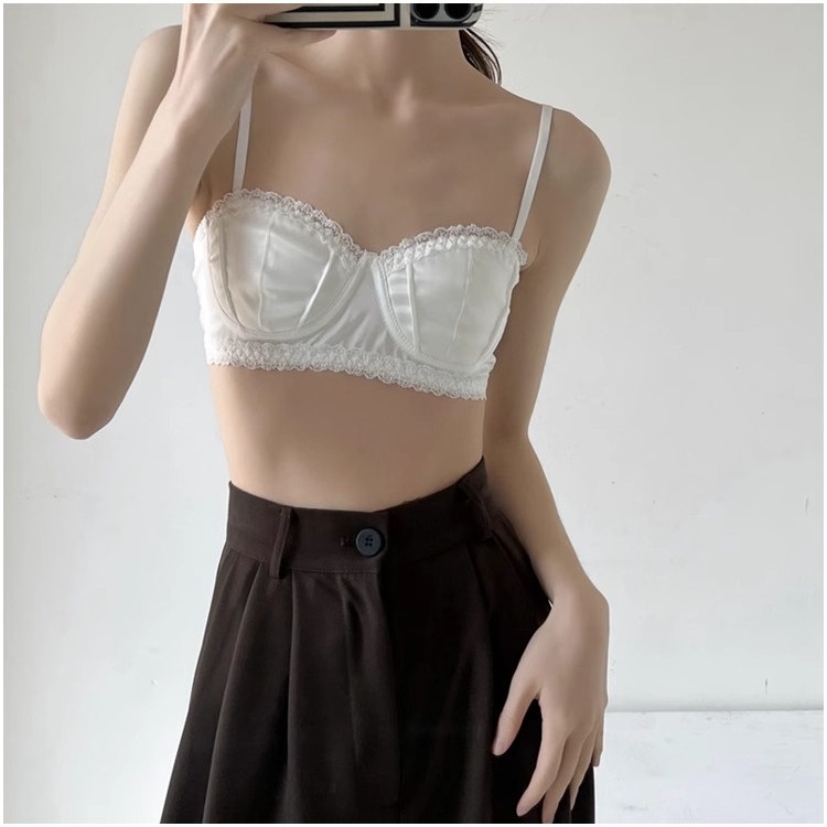 Áo Lót Nâng Ngực 1 / 2 cup Mềm Mỏng Không Gọng Phối Ren Thời Trang Quyến Rũ Cho Nữ