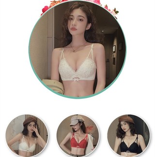 Áo Lót Nâng Ngực 3 / 4 cup Mềm Mại Thêu Hoa Thời Trang Quyến Rũ Không Dây Cho Nữ