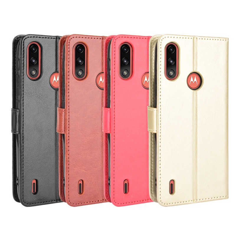 Bao Da pu Điện Thoại Nắp Lật Kèm Ngăn Đựng Thẻ Cho motorola moto e7i power / e7 power Giá Đỡ