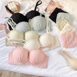 1 Bộ Áo Ngực Ren Hoa + Quần Lót Mút Dày Nâng Ngực Thời Trang Quyến Rũ Cho Nữ