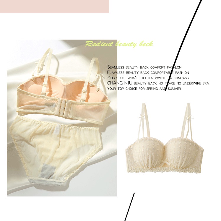 Set Áo Ngực + Quần Lót Ren Thêu Hoa Cúp 3 / 4 Nâng Ngực Quyến Rũ Cho Nữ