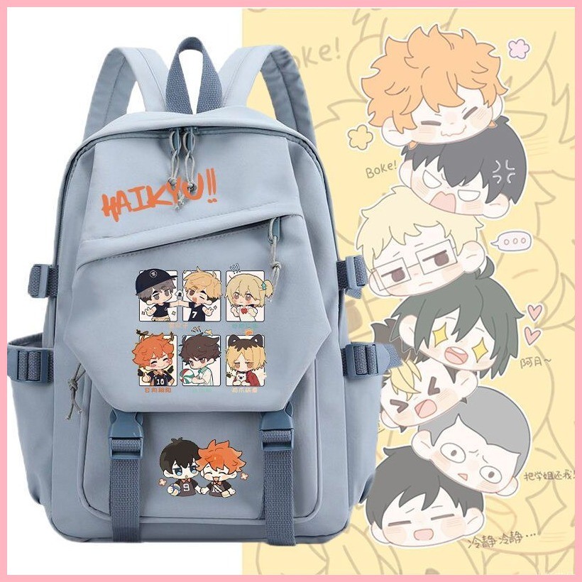 Schoolbag Haikyuu Shoyo Hinata Kenma Kozume Kei Tsukishima Oikawa Tooru Bóng chuyền Thiếu niên Anime Ngoại vi Schoolbag Cô đơn Móng vuốt mài Hyuga Xiangyang Nam Nữ Học sinh tiểu học Ba lô Nhật Bản