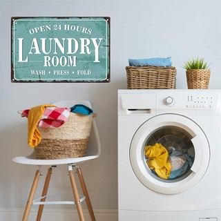 Giặt Vintage Kim Loại Ký Tín Hiệu Tín Hiệu Ngộ nghĩnh Kim Loại Mảng Retro Đĩa Kim Loại Poster Mở 24 Giờ Cho Phòng Nhà Vệ Sinh