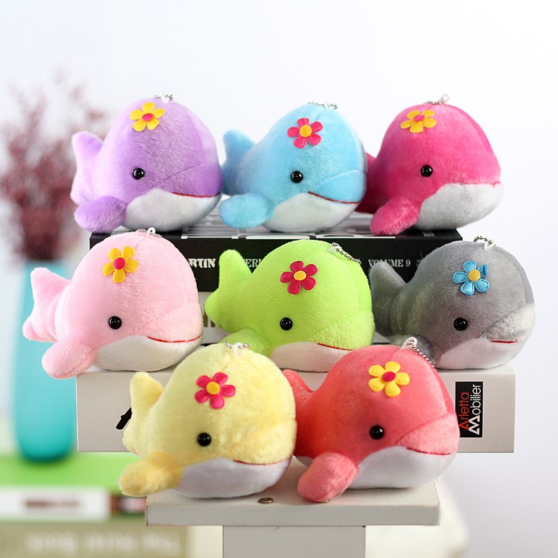 Kích thước Nhỏ Thú Nhồi Bông Cá Heo Mặt Dây Chuyền Whimsical Sang Trọng Đồ Chơi Cho Logo Thương Hiệu