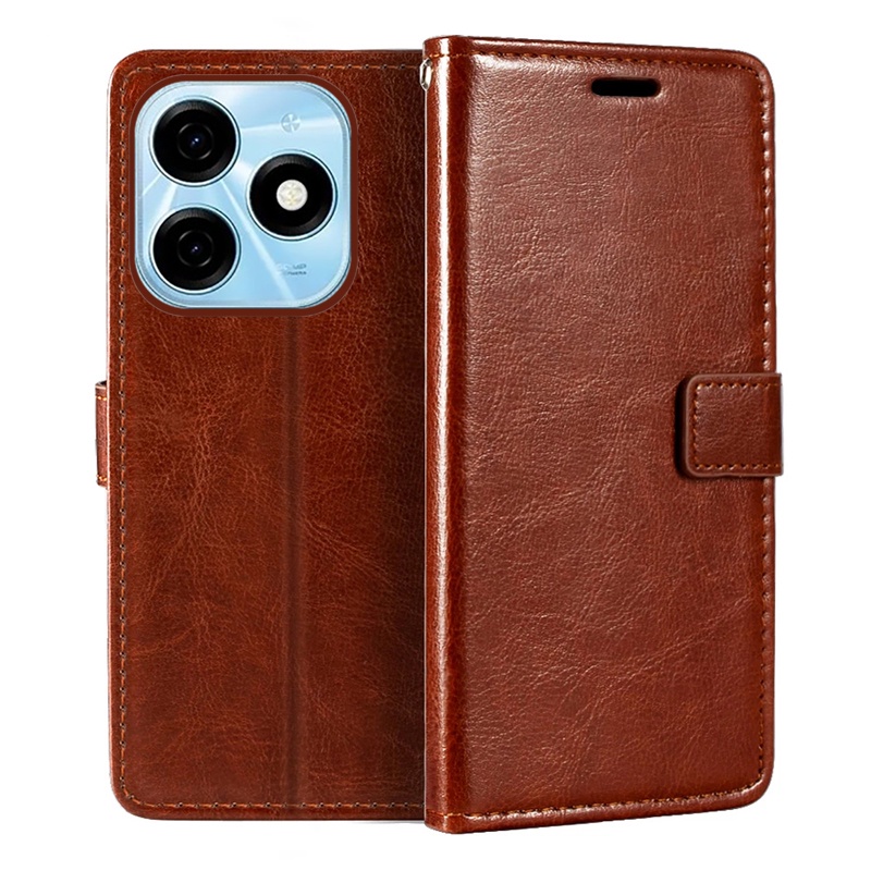 Ốp Bao Da pu Nắp Gập Từ Tính Kiểu Ví Kèm Ngăn Đựng Thẻ & Giá Đỡ Cho tecno spark go 2024 bg6 spark 20 20c bg7 pop 8